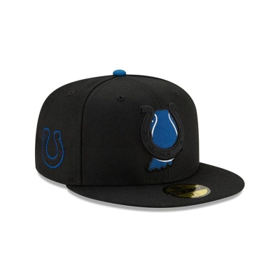 Black Indianapolis Colts Hat - New Era NFL State Logo Reflect 59FIFTY Fitted Caps USA1865970